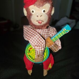 Musical Monkey Toy with Banjo - Red and Brown